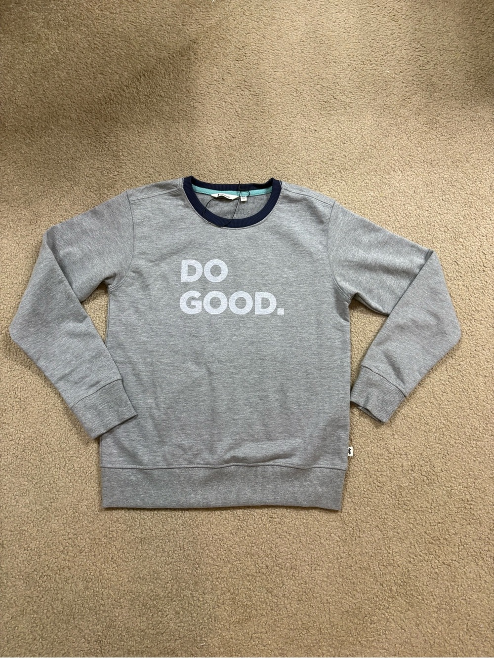 cotopaxi Gray 'DO GOOD.' Crewneck Sweatshirt with Navy Trim